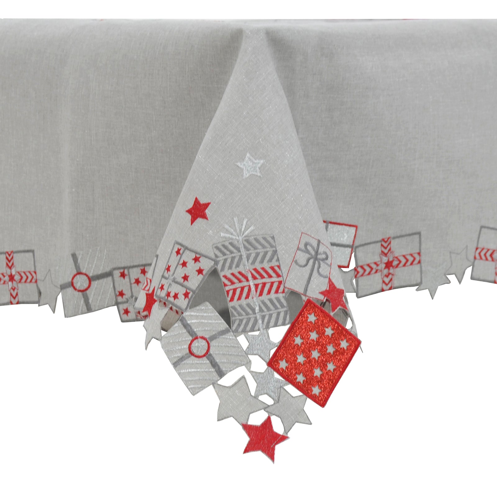 Mr Crimbo Christmas Tablecloth Napkins Luxury Grey Presents - MrCrimbo.co.uk -XS6580 - 52 x 70" -christmas napkins
